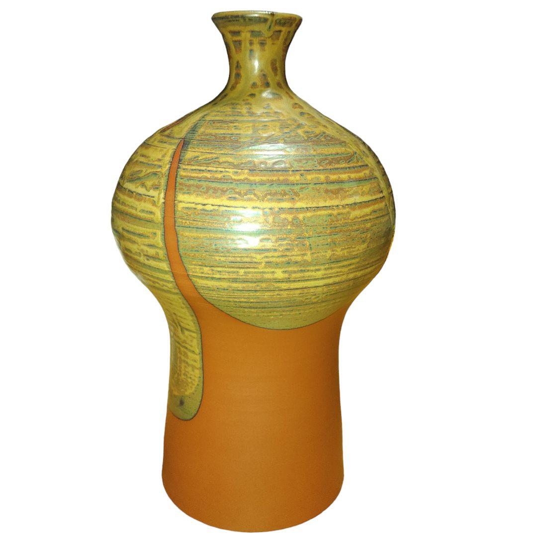 佐渡無名異焼　佐州窯　渡辺陶三　瓶子　高さ28cm