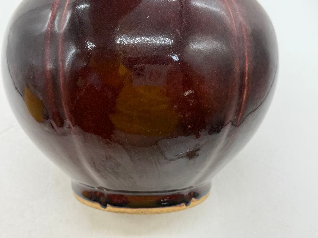 中国　雍正年製　辰砂釉花口瓶　紅釉　送料込み251202