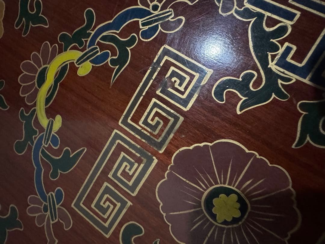 希少シノワズリ 緻密金彩美しいバンダジ　李朝箪笥アンティーク漆塗キャビネット木製