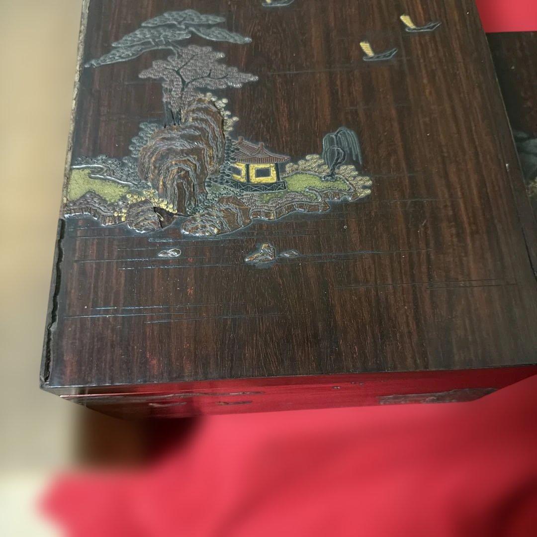 旧家蔵出し　古美術　文庫と硯箱セット