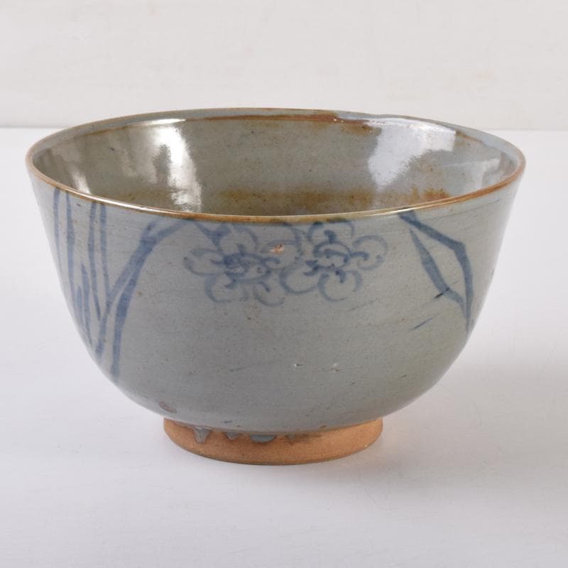 茶道具　華中亭道八製　染付　花草漢詩文　菓子器　鉢　共箱　C　7100