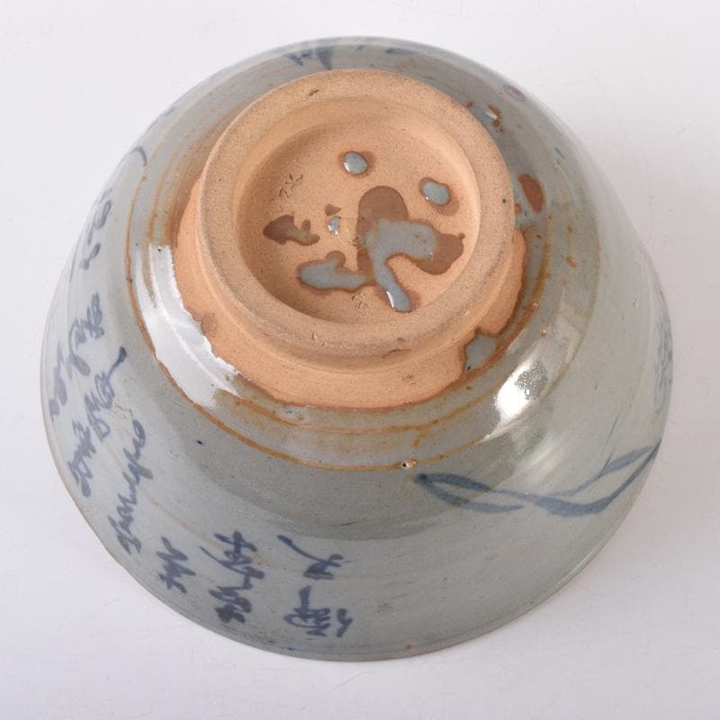 茶道具　華中亭道八製　染付　花草漢詩文　菓子器　鉢　共箱　C　7100