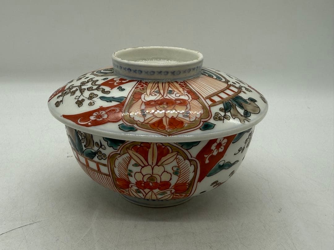 時代　伊万里　色絵　蓋茶碗3点　アンティーク　送料込み250922