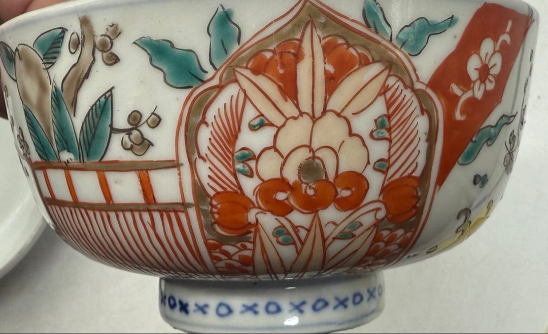 時代　伊万里　色絵　蓋茶碗3点　アンティーク　送料込み250922