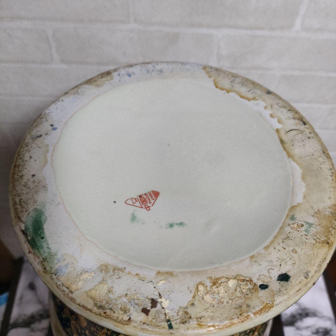 中国美術 大型飾り壺 双耳大花瓶 金彩